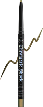 J.CAT Chromatic Shock 106 Ray of Shine, automatyczna kredka do oczu, czarna obudowa, złoty metaliczny sztyft.