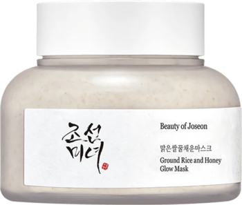Słoik Beauty of Joseon Ground Rice and Honey Glow Mask z ryżem i miodem, beżowa zawartość, biała pokrywka, widok frontalny.