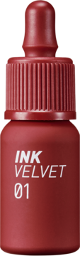 Peripera Ink Velvet Lip Tint Good Brick, matowy, czerwono-brązowy tint do ust w butelce z zakraplaczem.