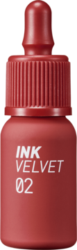 Kremowy tint do ust Peripera Ink The Velvet Lip Tint w odcieniu Celeb Deep Rose, butelka z zakraplaczem, widok z przodu.