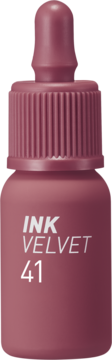 Peripera Ink Velvet Lip Tint 41, matowa butelka z różowym aplikatorem, odcień Cool Off Rosy. Widok z przodu.