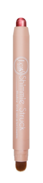 Kremowy cień w sztyfcie J.Cat Beauty Shimmie Struck Eye Wine A Lot, beżowy z różową końcówką i pędzelkiem.