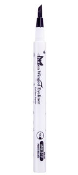 Biały eyeliner J.Cat Kitten Winged Eyeliner Angled Tip w pisaku, widok z przodu, czarna skośna końcówka.