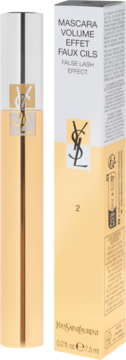 YSL Mascara Volume Effet Faux Cils, złoty tusz do rzęs w tubie i pudełku, widok z przodu. Efekt sztucznych rzęs.