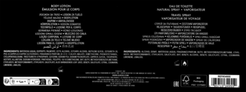 Tylna strona opakowania Guess Seductive Noir z informacjami o produkcie, kodem kreskowym i symbolami.