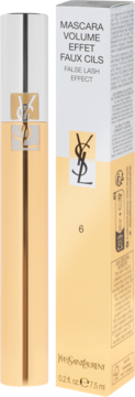 Złoty tusz do rzęs YSL Volume Effet Faux Cils w tubie i kartoniku z logo YSL, widok z przodu.
