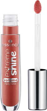 Błyszczyk Essence Extreme Shine Volume Lipgloss Rusty Kiss, błyszczący, otwarty, z aplikatorem obok tubki.