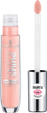 Jasnoróżowy błyszczyk Essence Extreme Shine Volume z aplikatorem. Z efektem plumping i wet look, widok z przodu.