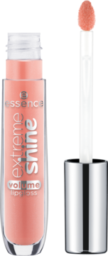 Błyszczyk Essence Extreme Shine Volume Lipgloss 12 Dazzling Apricot w przezroczystej tubce z wyciągniętym aplikatorem.