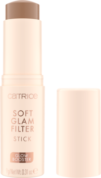 Rozświetlający podkład Catrice Soft Glam Filter Stick, jasny beżowy, otwarty, z widoczną końcówką Glow Booster.