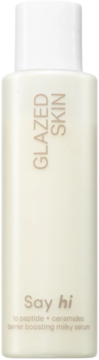 Kremowa butelka serum Glazed Skin Say hi z peptydami i ceramidami, wzmacniające barierę, widok z przodu.