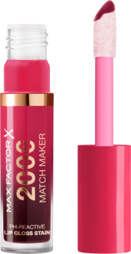 Max Factor Match Maker PH-Reactive błyszczyk do ust zmieniający kolor. Malinowa butelka, obok aplikator.