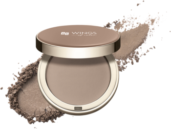 Otwarty matowy bronzer AA Wings of Color w odcieniu Cool Bronze, z pudrem wokół beżowego kompaktu.