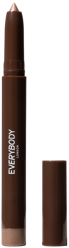 Brązowy cień w kredce Everybody London Shimmer Pen Jewel, z widoczną błyszczącą końcówką i zdjętą zatyczką.