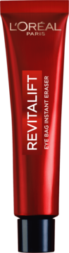 L'Oréal Paris Revitalift Eye Bag Instant Eraser, czerwona tubka redukująca worki pod oczami, widok frontalny.