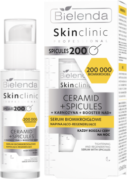 Bielenda Skinclinic Professional serum ceramidy + spicules 200 000, napinająco-regenerujące, butelka z boxem.