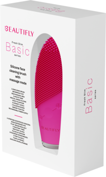 Beautifly B-Fresh Slim Basic, różowa szczoteczka soniczna w białym pudełku, widok z przodu.