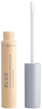 Lumene Blur Longwear Concealer Full Coverage, beżowy, otwarty z aplikatorem do matowego wykończenia.