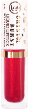 J.cat BEAUTY Crystal Burst Liquid Lipstick w kolorze Punky Magenta, czerwony, błyszczący, widok z przodu.