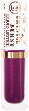 J.cat Beauty Crystal Burst Liquid Lipstick, głęboka bordowa pomadka w płynie z metalicznym blaskiem, pionowy widok.