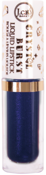 J.cat Beauty Crystal Burst płynna szminka, ciemny granat Magic 8 Ball, z metalicznym wykończeniem w tubce.