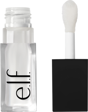 Olejek do ust e.l.f. Glow Reviver Crystal Clear w przezroczystej butelce i wyjęty aplikator, widok z boku.