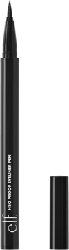 Czarny eyeliner e.l.f. H2O Proof Jet Black z filcową końcówką, ustawiony pionowo ze skuwką obok.