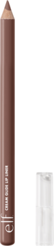 E.l.f. Cream Glide Lip Liner Espresso Martini, brązowy, pionowy widok kredki z półmatowym ostrzem i przeźroczystą zatyczką.
