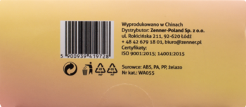 Tył opakowania wałków do włosów Ewa Schmitt WA055, widoczny kod kreskowy, dane producenta i materiały.