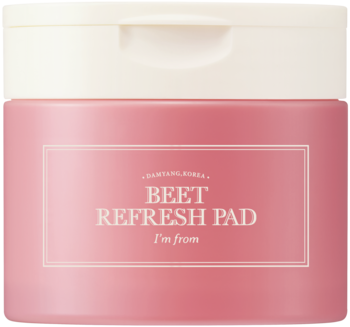 Różowy słoiczek I'm From Beet Refresh Pad, odświeżające i nawilżające płatki do twarzy, widok z przodu.