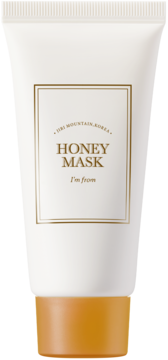 I'm From Honey Mask, biała tubka z nawilżającą maską do twarzy, widok z przodu, złote napisy i miód.