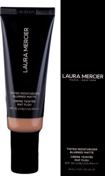 Matujący krem BB Laura Mercier Tinted Moisturizer Blurred Matte SPF30 w ciemnej tubce z pudełkiem, widok przód.
