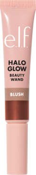 Róż rozświetlający e.l.f. Halo Glow Beauty Wand. Jasnoróżowa tubka z błyszczącym odcieniem brązu You Go Cocoa.