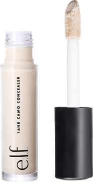 e.l.f. 16hr Camo Concealer Fair Rose, matujący korektor w płynie, butelka i aplikator z kremem.