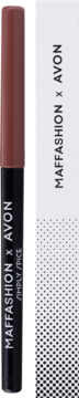 Brązowa konturówka Avon Maffashion Simply Spice, z czarnym korpusem i białym opakowaniem, widok z boku.