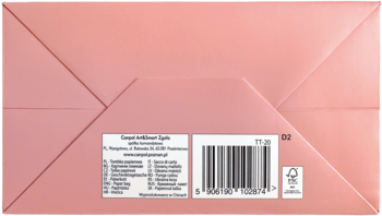 Spód dużej różowej torebki prezentowej TT-30 z kodem kreskowym i informacjami producenta.