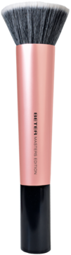 Gęsty pędzel do makijażu BETER MASTERS EDITION z rączką w kolorze rose gold i dwukolorowym włosiem.