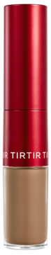 TIRTIR Glide & Hide Blurring Concealer 8.5N, dwustronny korektor w cylindrycznym czerwono-beżowym opakowaniu, przód.