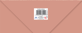 Duża, składana luksusowa torebka prezentowa w różowym beżu, z etykietą i kodem kreskowym.