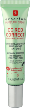 Erborian CC RED CORRECT, zielony krem-korektor z SPF 25 na zaczerwienienia, widok tubki z przodu.