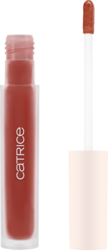 Zbliżenie na matową pomadkę w musie Catrice Soft Embrace C02 Dark Rosewood z wysuniętym aplikatorem.