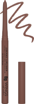 Ciemnobeżowa automatyczna konturówka do ust Wings of Color, z wysuniętą końcówką i swatch'em, kremowa formuła.