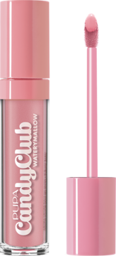PUPA CandyClub Waterymallow różowy błyszczący balsam do ust, aplikator z produktem wyjęty z tubki, widok z przodu.