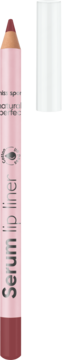 Różowa kredka do ust Miss Sporty Serum Lip Liner z brązową końcówką, widok z przodu.