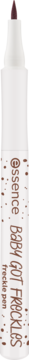 Biały pisak do brwi Essence Brow Like Marker, z otwartą ciemnobrązową końcówką, widok z przodu.