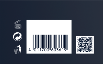 Tył ciemnoniebieskiego opakowania Tom Tailor Essence of Power men, z kodem kreskowym, QR i symbolami PAO.