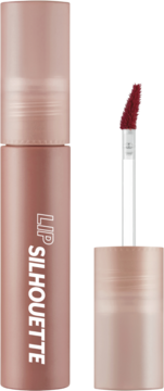 Otwarty tint I'm Meme Silhouette Water Blur Tint Mono Beige. Butelka beżowa, aplikator z bordowym odcieniem.