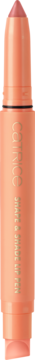 CATRICE Shine & Juice Lip Balm w pomarańczowym sztyfcie z różową końcówką, widok z przodu.