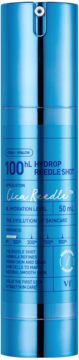 Niebieski, metaliczny Cica Reedle Hydro Reedle Shot 50 ml z pompką do nawilżania, widok z przodu.