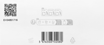 Tył opakowania perfum Euphoria Solar Elixir z QR kodem, kodem EH34851716, kodem kreskowym i symbolami recyklingu.